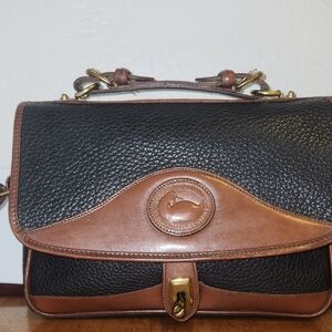 Elegant Black and Brown Leather Handbag